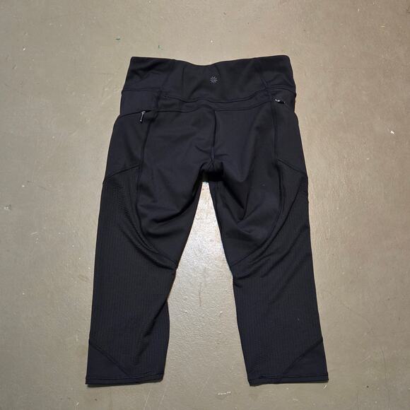 Athleta Mid Rise Mesh Contender Capri Black Leggings Women's Size Medium Petite - Picture 4 of 7
